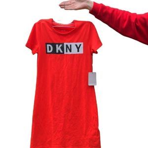 DKNY Sport Women's Orange Cotton Logo Long T-Shirt XS